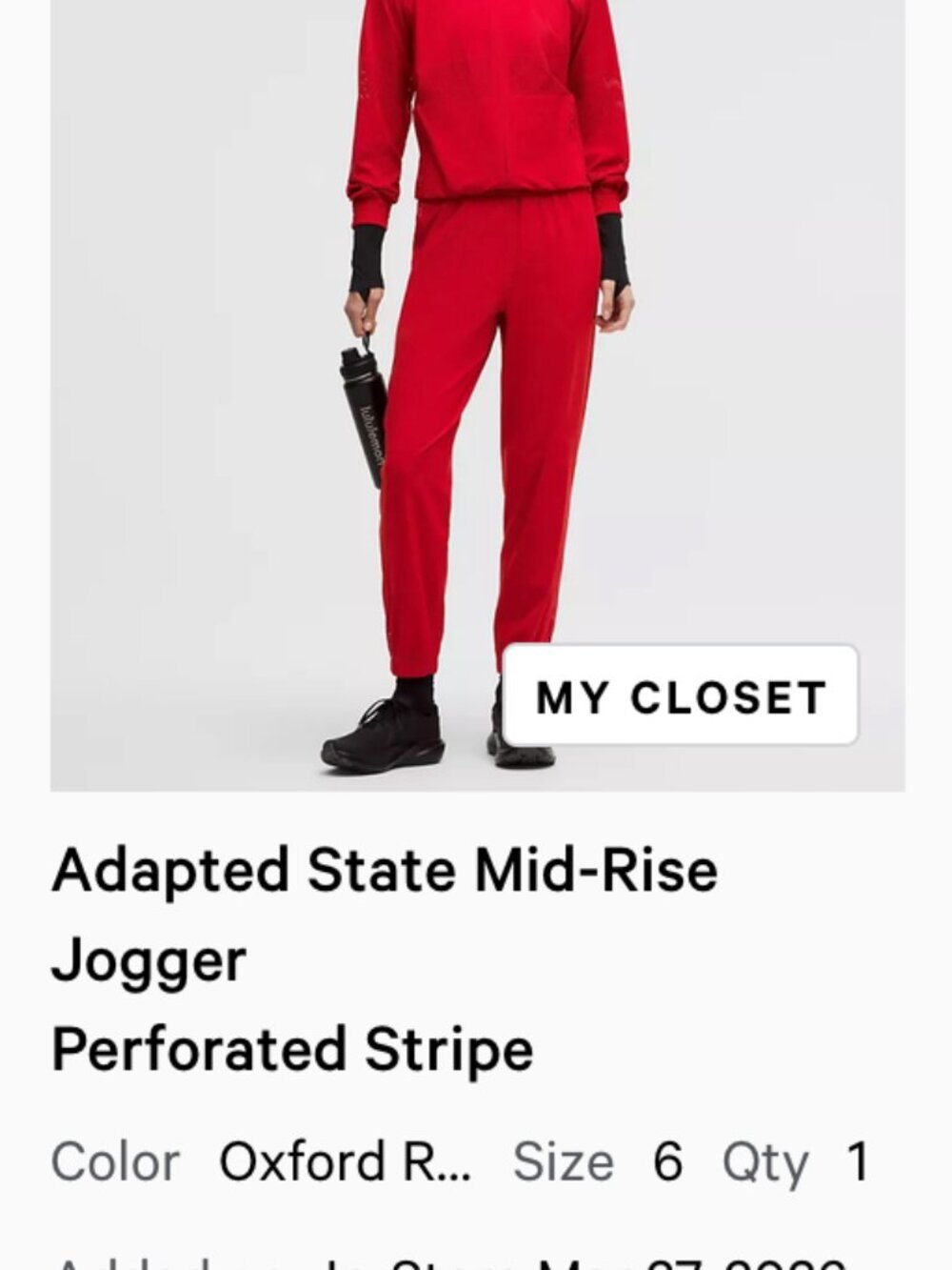 NWT lululemon Adapted State Mid-Rise Jogger Perforated Stripe RED 6